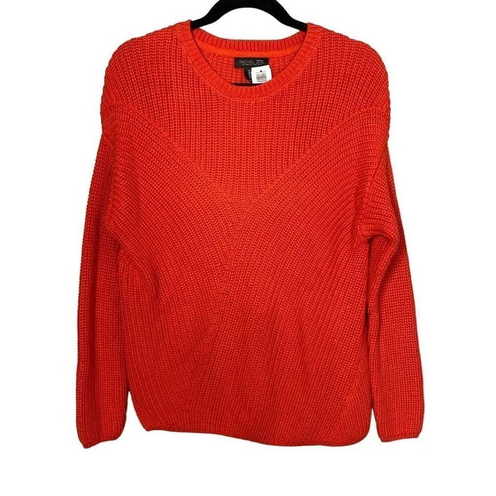 Rachel Zoe New York Women's Orange Knitted Long-Sleeve Sweater Size M NWT